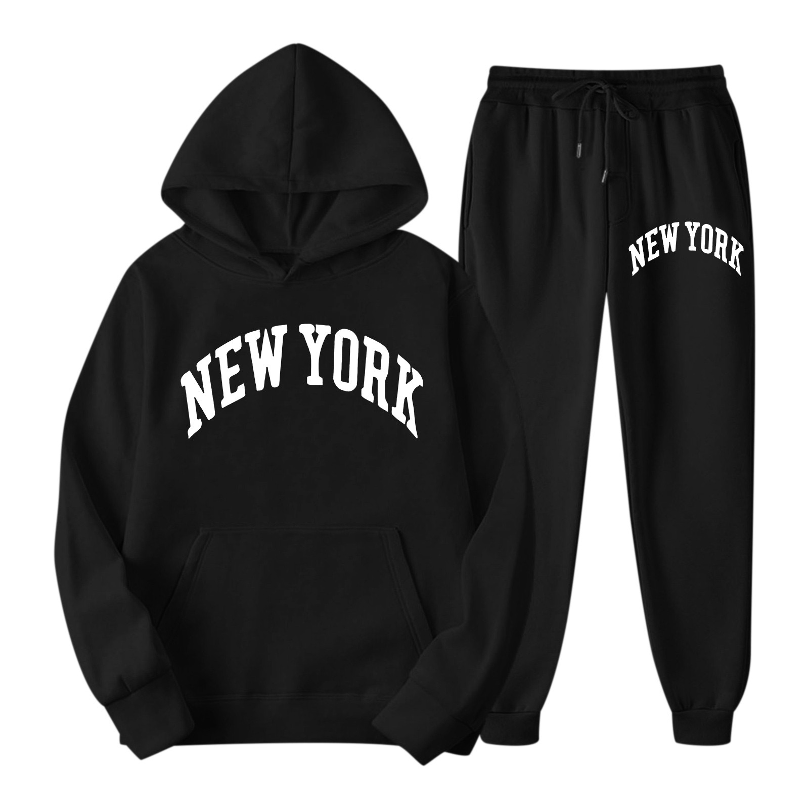 thumbnail image 2 of Conjunto de sudadera y pantalones cargo de 2 piezas para mujer - Mezcla de poliéster y algodón, sudadera con capucha oversize, ropa de estar por casa para otoño/invierno, 2 of 4